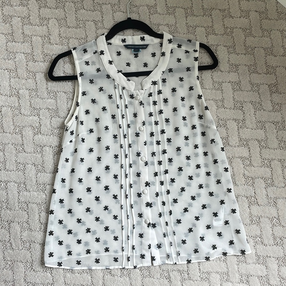 Semi-sheer button up top